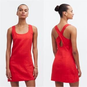 Madewell Red Linen Cross-Back Mini Dress